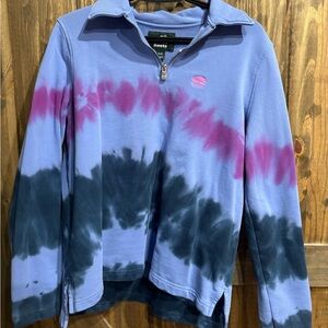 Roots Tie-Dye Quarter-Zip Sweatshirt - Blue and purple